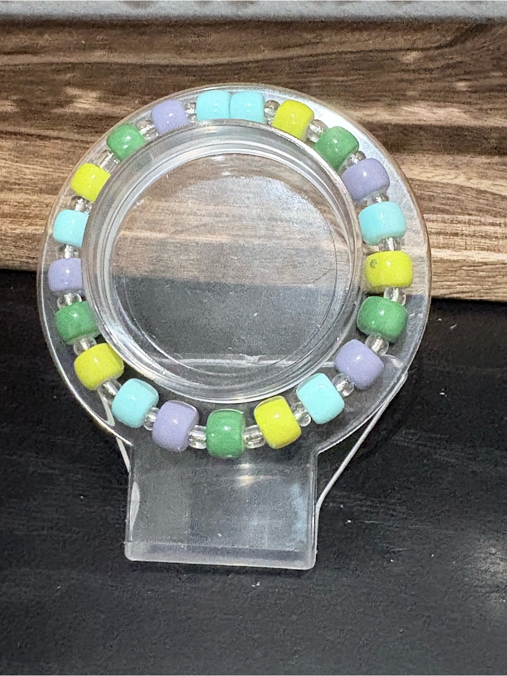 Handcrafted glass pony beaded bracelet